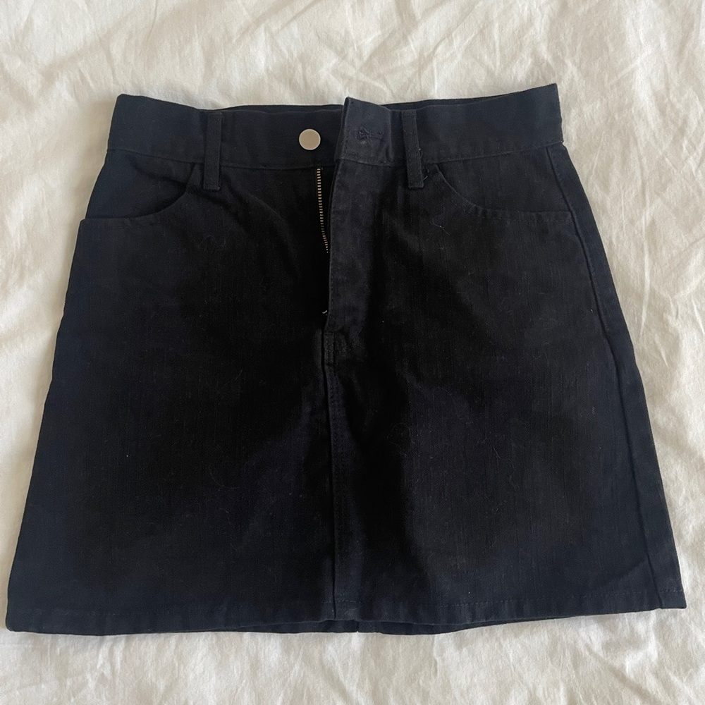 Vintage style black denim skirt